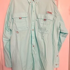 Columbia PFG Men's Casual Button Down Shirt - Light Green